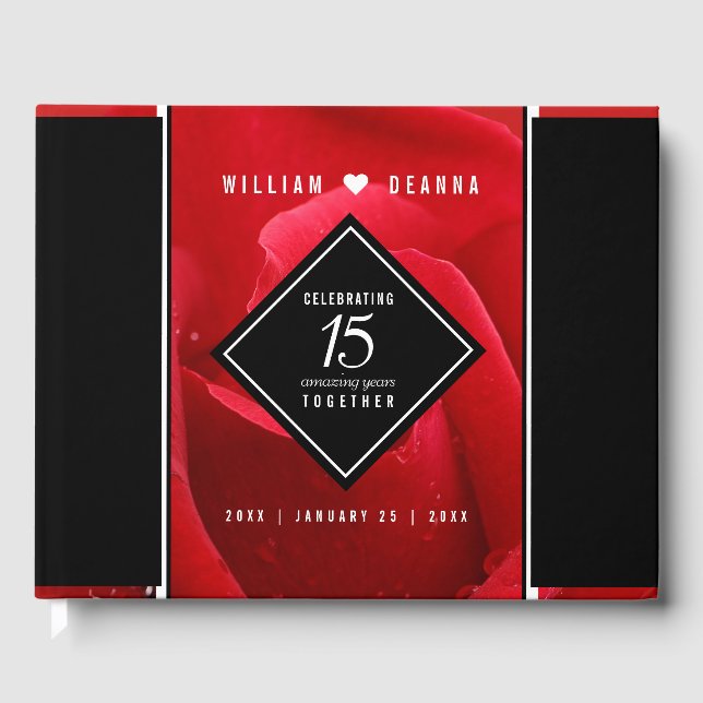 Livro De Visitas Celebração do Aniversário de Casamento de Rosa 15  (Frente)