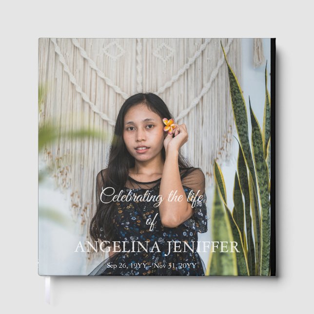 Livro De Visitas Celebração Elegante do Funeral Memorial da Foto da (Frente)