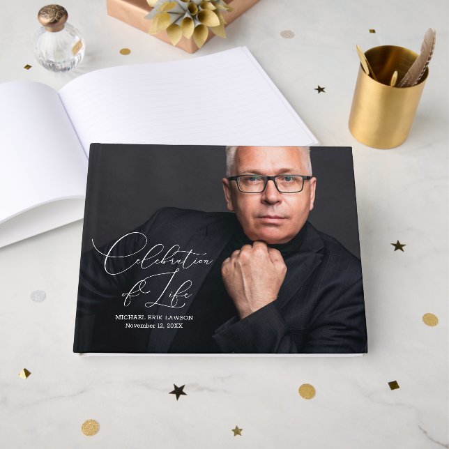 Livro De Visitas Celebração Moderna da Foto da Vida (Frente aberta)