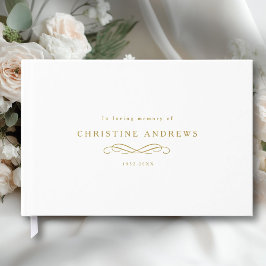 Livro De Visitas Celebration of Life Memorial–Elegant Minimal White