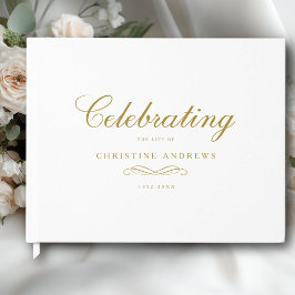 Livro De Visitas Celebration of Life Memorial–Elegant Minimal White