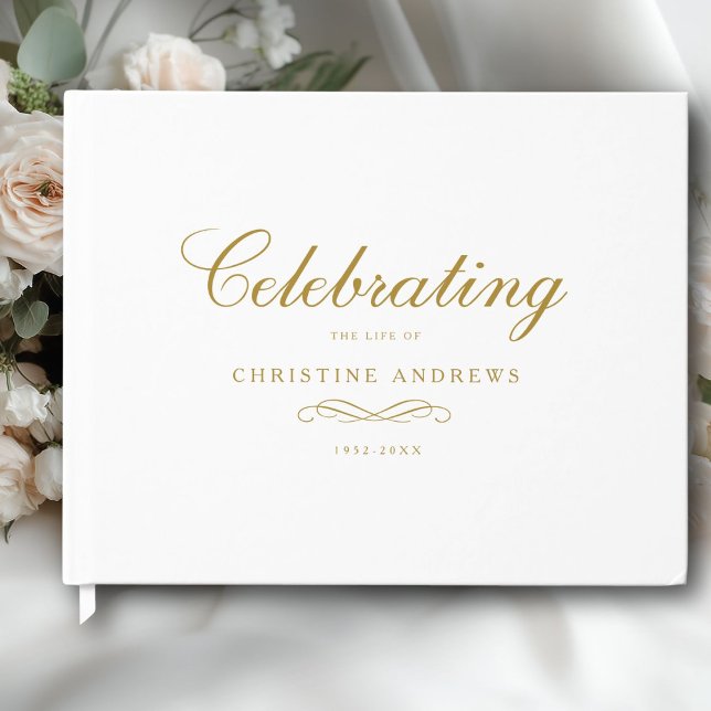 Livro De Visitas Celebration of Life Memorial–Elegant Minimal White (Celebration of Life Memorial–Elegant Minimal White Guest Book)