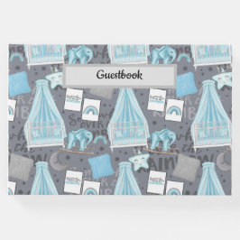 LIVRO DE VISITAS CENA DE ENFERMEIRO DO PASTEL BLUE & CINZA BABY