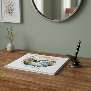Livro De Visitas Cena de montanha em aquarela personalizada