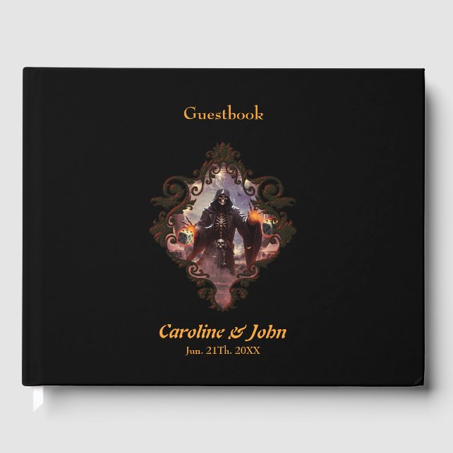 Livro De Visitas Cenário fascinante e místico de um esqueleto (Frente)