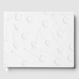Livro de Visitas Cereja Branco Em Relevo Elegante