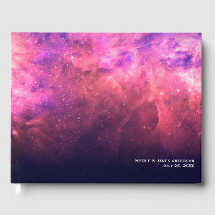 Livro De Visitas Céu de Estrelas Roxas Rosa Galáxia Cósmica Céu Cas