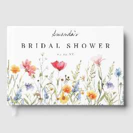 Livro De Visitas Chá de Bebê de Noiva com Flores Silvestres em Aqua