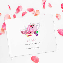 Livro De Visitas Chá de Bebê Festa de Noivado Rosa Poeira Bege  