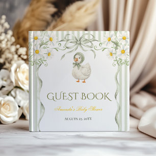 Livro De Visitas Chá de Bebê Ganso Tonto Neutro em Verde Sage
