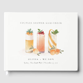 Livro De Visitas Chá de Bebê Laranja Coquetel de Frutas Fofas Casai