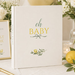 Livro De Visitas Chá de Bebê Little Lemon Sage Bow Oh Baby