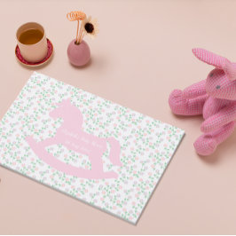 Livro De Visitas Chá de Bebê Menina com Cavalo de Balanço Rosa