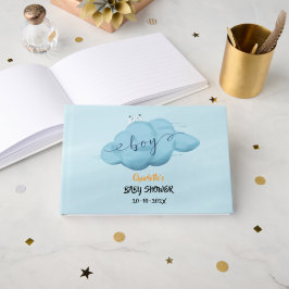 Livro De Visitas Chá de Bebê Menino com Nuvem Aquarela Fofa