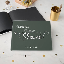 Livro De Visitas Chá de Bebê Moderno Verde Escuro