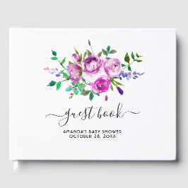 Livro De Visitas Chá de Bebê Primavera Floral Aquarela