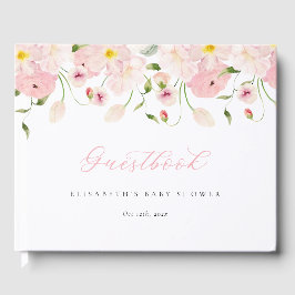 Livro De Visitas Chá de Bebê Rosa Bebê em Flor