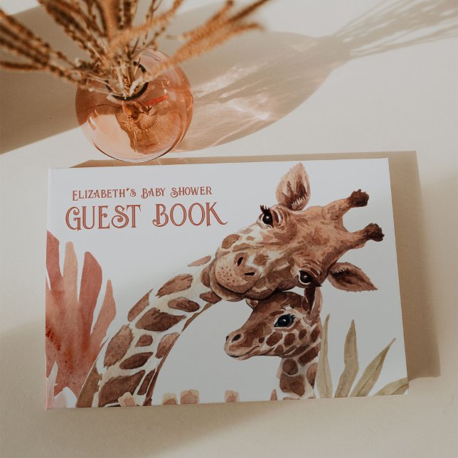 Livro De Visitas Chá de Bebê Safari Girafa Boho (Criador carregado)