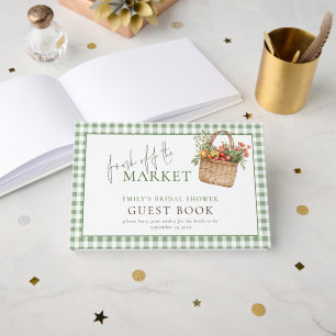 Livro De Visitas Chá de Bebê Sage Gingham Fresco do Mercado