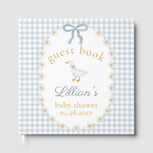 Livro De Visitas Chá de Bebê Silly Goose Blue Gingham Cottagecore