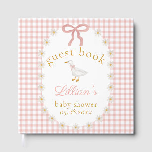 Livro De Visitas Chá de Bebê Silly Goose Rosa Xadrez Cottagecore