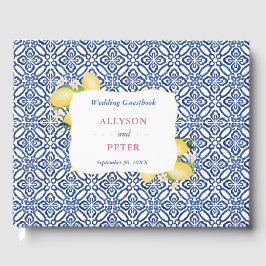 Livro De Visitas Chá de casamento de Azulejos Azuis da Costa Amalfi