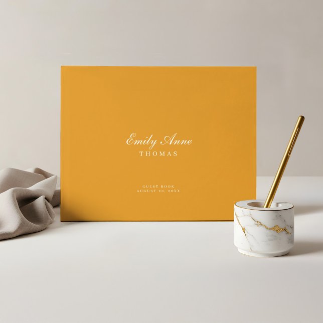 Livro De Visitas Chá de fraldas amarelo elegante e sofisticado de m (Elegant & Sophisticated Mustard Yellow Baby Shower Guest Book)