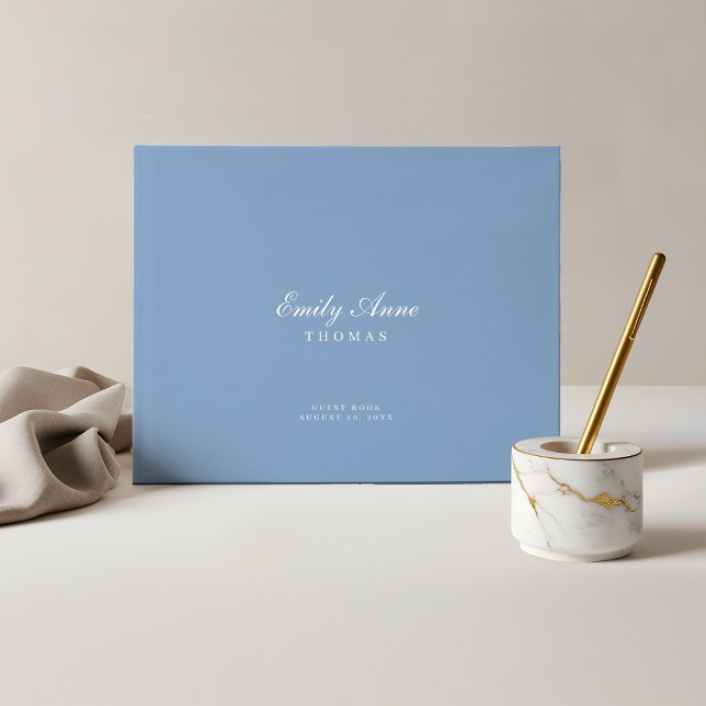 Livro De Visitas Chá de fraldas Azul Elegante e sofisticado do céu  (Elegant & Sophisticated Pale Sky Blue Baby Shower Guest Book)
