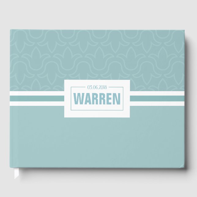 Livro De Visitas Chá de fraldas, batizante bebê, azul simples (Frente)