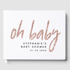 Livro De Visitas Chá de fraldas brilhante Rosa Dourado