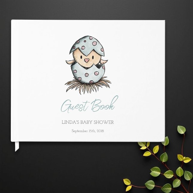 Livro De Visitas Chá de fraldas de Ave de Aquarela Elegante Simples (Criador carregado)