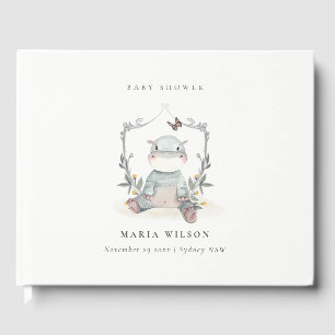 Livro De Visitas Chá de fraldas de Balão de Folhagem de Hippo Amare