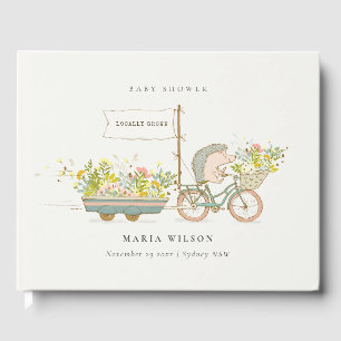 Livro De Visitas Chá de fraldas de Bike da Flora de Hedgehog Cultiv