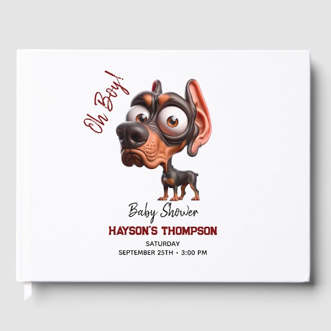 Livro De Visitas Chá de fraldas de Caricaturas de Cachorro Bonito p (Frente)