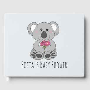 Livro De Visitas Chá de fraldas de desenho e nome do Urso Koala