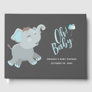 Livro De Visitas Chá de fraldas de Elefante Bonito