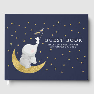 Livro De Visitas Chá de fraldas De Elefante Coelho De Estrela