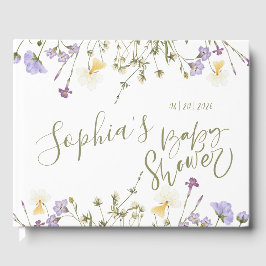 Livro De Visitas Chá de fraldas de flor selvagem personalizado