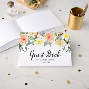 Livro De Visitas Chá de fraldas de Garota Floral de Pessegueiro Bot
