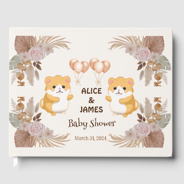 Livro De Visitas Chá de fraldas de Hamster Cute (Frente)