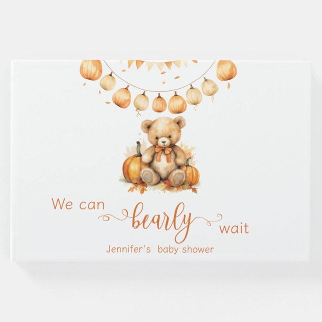 Livro De Visitas Chá de fraldas de Queda de Aquarela Podemos aguard (Frente)