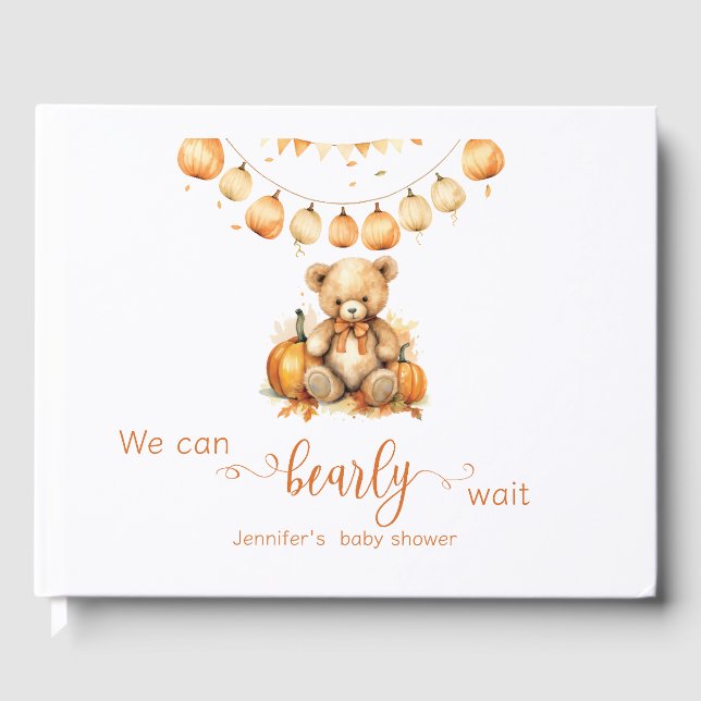 Livro De Visitas Chá de fraldas de Queda de Aquarela Podemos aguard (Frente)