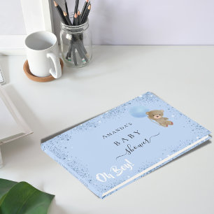 Livro De Visitas chá de fraldas de ursinho azul, pó azul, pó bri