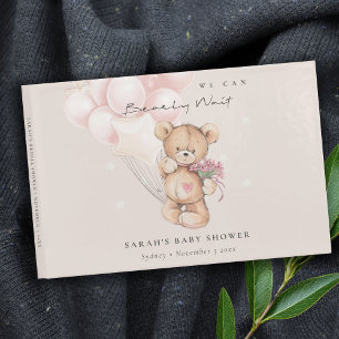 Livro De Visitas Chá de fraldas do balão do Urso de Espera Baixo Br