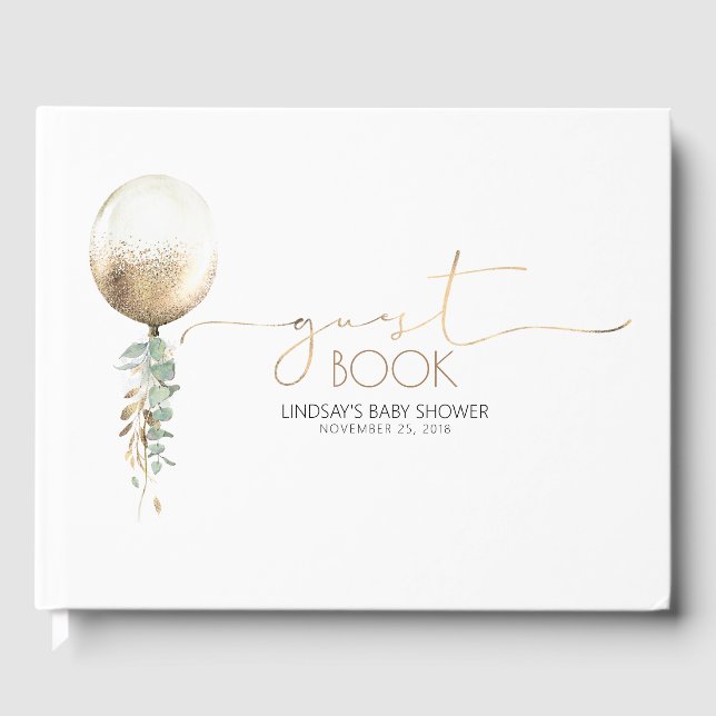 Livro De Visitas Chá de fraldas Dourado de Garland (Frente)