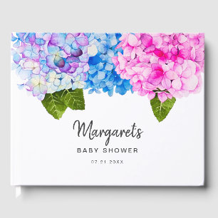 Livro De Visitas Chá de fraldas romântico da flor   do Hydrangea 