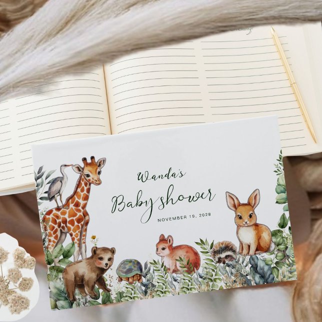 Livro De Visitas Chá de fraldas Simples Boho Woodland (Criador carregado)