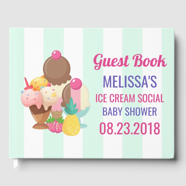 Livro De Visitas chá de fraldas social sorvete (Frente)