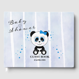 Livro De Visitas Chá de fraldas Tema Panda Watercolor (Boys Blue)