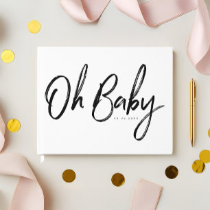 Livro De Visitas Chá de fraldas Tipográfico do Baby Clean Modern